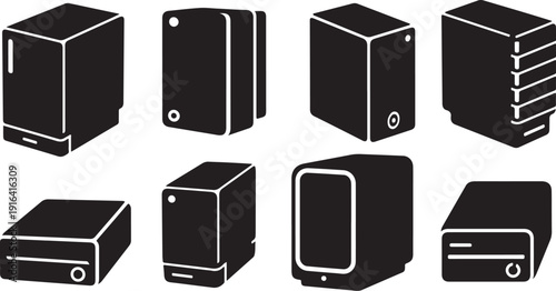 Collection of various computer tower designs and shapes