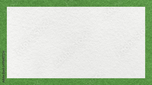 Textured white paper background with green border. Vintage cardboard with frame and copy space for banner, presentation