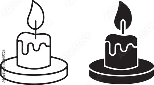 vector illustration of a black and white candle  simple candle, a single lit minimalist candle icon,