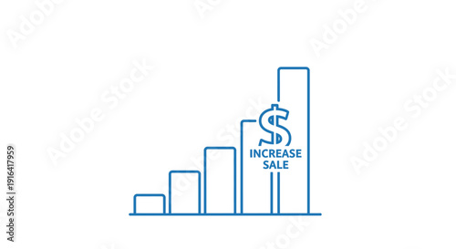 Financial growth illustration a bar graph with a dollar sign and increasing sales text