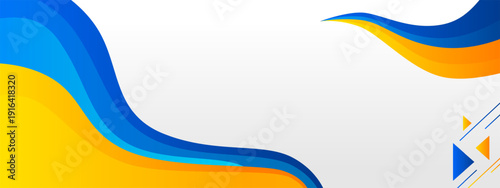 blue and yellow abstract background with a wavy shape
