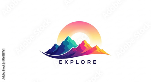 Vibrant mountain landscape with colorful peaks at sunrise