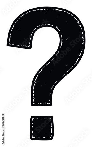 Hand drawn question mark symbol representing uncertainty, query, or doubt, ideal for educational content, presentations, and graphic designs needing a thoughtful visual cue for asking