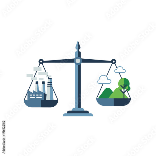 Industry vs Nature Balance Scale