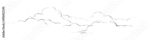 Handdrawn minimalist clouds sketch with subtle dotted textures creating a serene atmospheric effect suitable for graphic overlays digital animations or calm weather scene illustrations.