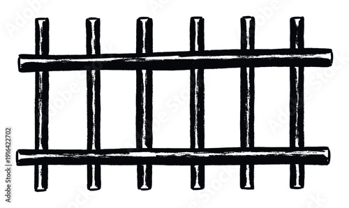 Hand drawn black and white grid graphic with rough brushstroke texture ideal for simple decorative overlays game assets or educational presentation materials