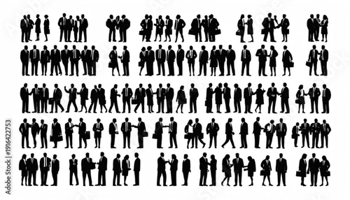 Crowd and Business Team Silhouettes Vector Collection