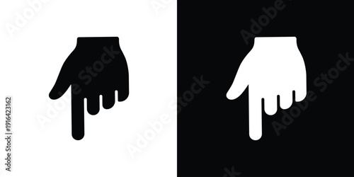 Human hand finger pointing up or clicking. Simple black and white line icons. Touchscreen gesture, direction indicator, or selection symbol for app and website UI design.