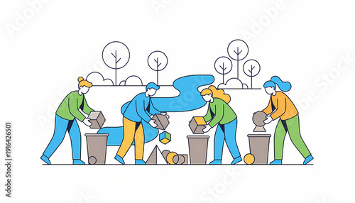 Community Cleanup: Volunteers Working Together to Clean the Environment.