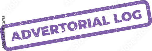Distressed rubber stamp featuring Advertorial Log text, perfect for tracking activity and historical records