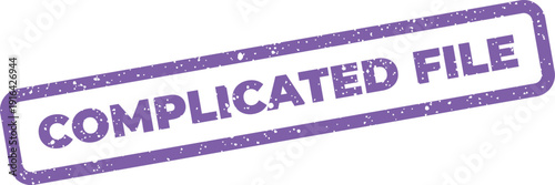 Distressed rubber stamp illustration featuring the text complicated file with grunge effects for document management concepts