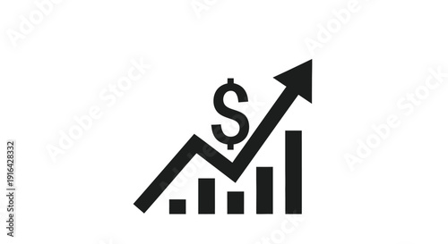 Financial growth represented by a black line graph with a dollar sign