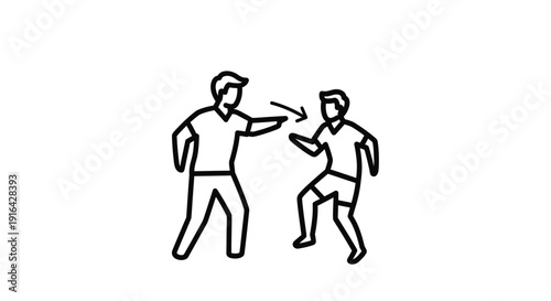 Line art illustration depicting two figures engaged in a physical altercation