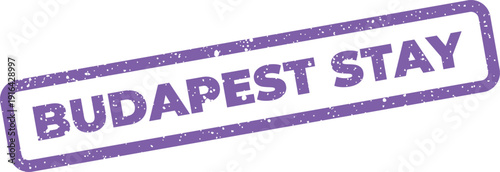 Grunge effect stamp with Budapest Stay lettering, indicating accommodation, lodging, or visit duration in the Hungarian capital