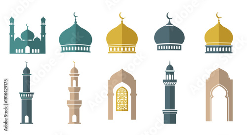 Wallpaper Mural Row of colorful domes and tall minarets from Islamic architectural scene. Torontodigital.ca