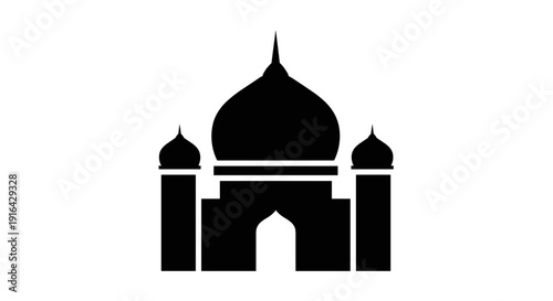 Wallpaper Mural Silhouette of a grand mosque featuring domes and minarets, showcasing Islamic architecture. Torontodigital.ca