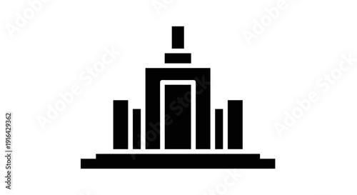Wallpaper Mural Minimalist city skyline with central tall building silhouette and surrounding structures. Torontodigital.ca