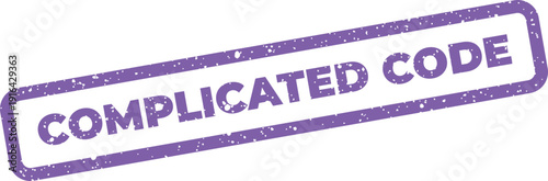 Grunge style rubber stamp design with the words complicated code in a distressed texture for software development topics