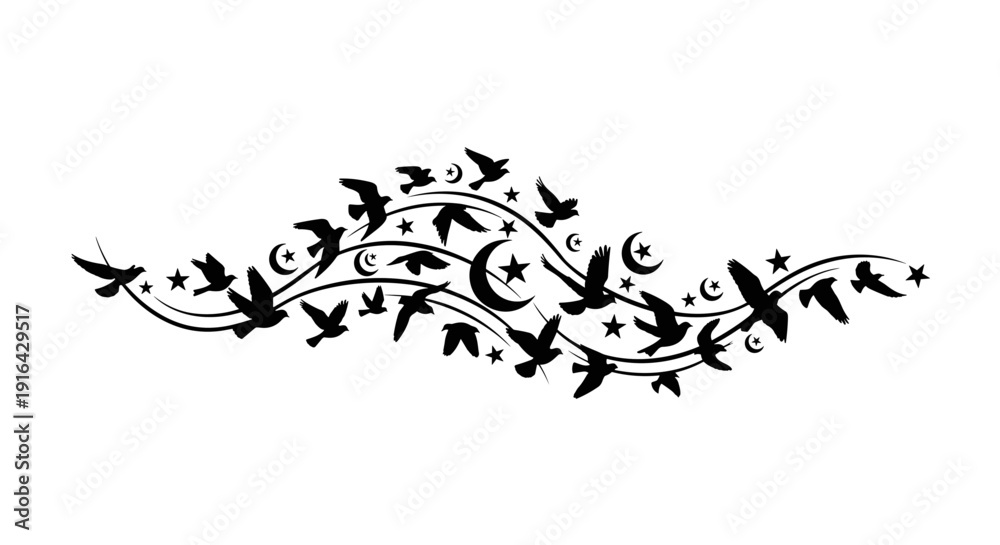 Fototapeta premium Elegant black floral vine border decorative design suitable for borders and embellishments.