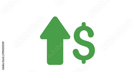 Green upward arrow combined with a dollar sign symbol representing growth