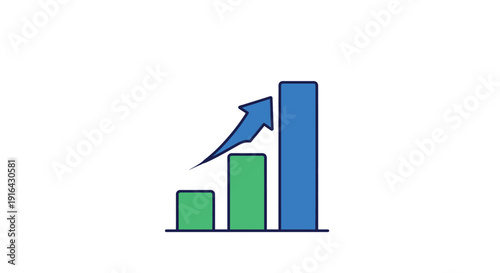 Growth chart illustration showing increasing progress with blue and green bars