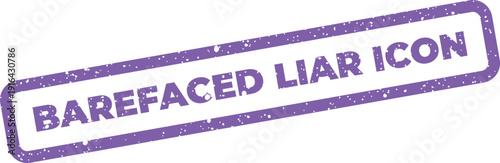 Grungy purple stamp vector featuring BAREFACED LIAR ICON, identifying a deceptive symbol or representation