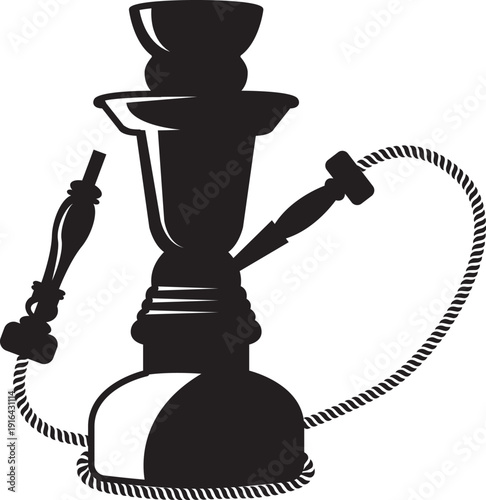 Shisha pipe black icon. Turkish aroma smoking