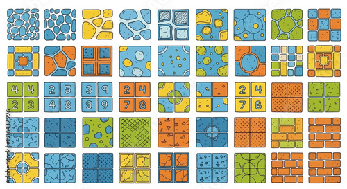 3d cityscape with geometric buildings and skyscrapers in various colors and heights modern urban landscape on white background