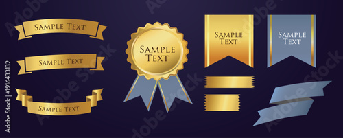 Ribbon decoration design set and antique borders and frames design