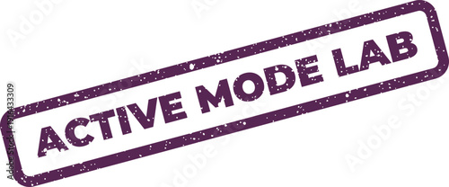 Grungy rectangular stamp showing text active mode lab for an operational research facility or scientific experiment