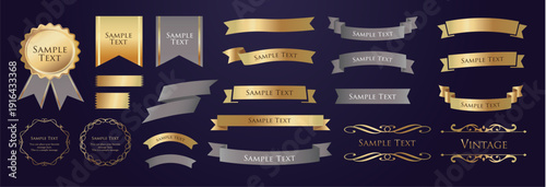Ribbon decoration design set and antique borders and frames design