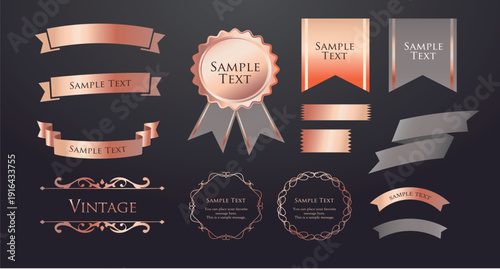 Ribbon decoration design set and antique borders and frames design