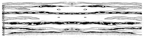 Detailed hand drawn cross section of soil layers and rock strata in a horizontal banner format