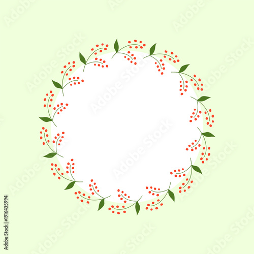 Floral Wreath with Red Berries Illustration