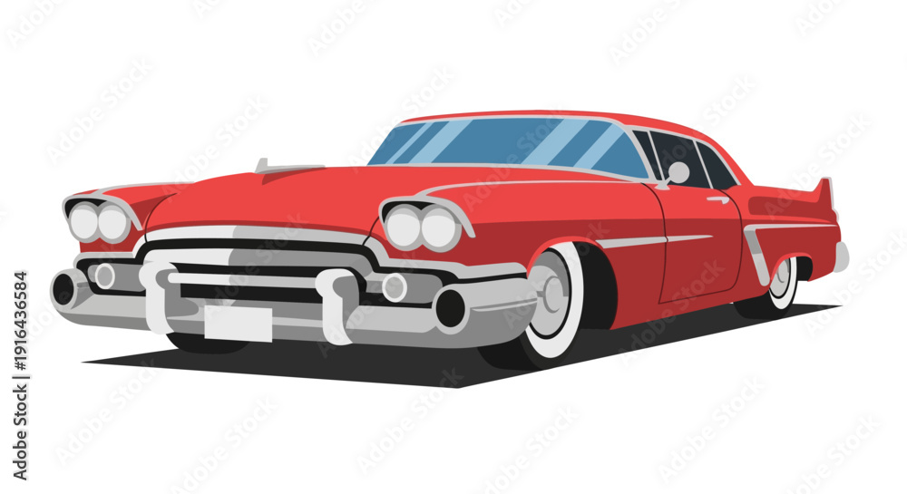 Obraz premium Vintage Red Classic Car Illustration.