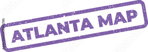 Textured rectangular label stamp displaying the words Atlanta Map, useful for geographical representation or navigational themes