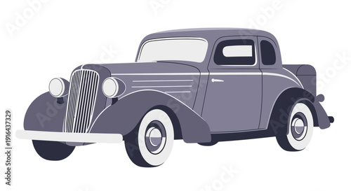 Vintage Pickup Truck Illustration with Classic Design Elements.