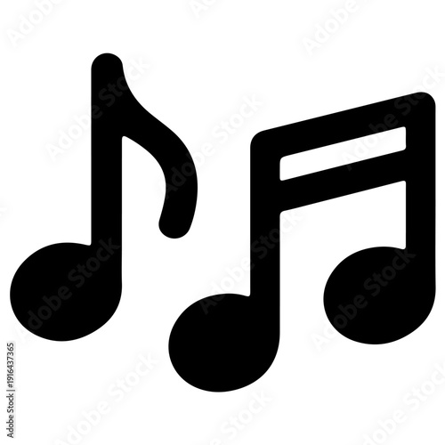 Two black eighth note music symbols on a gray background