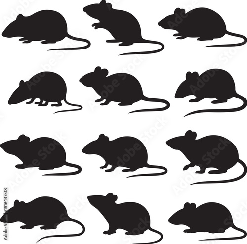 Rat and mice silhouettes. Good use for logo, web icons, symbol, or any design you want.