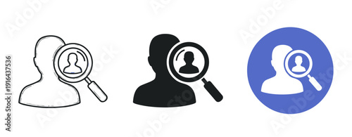 User profile icons with magnifying glass