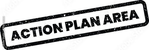 Textured rubber stamp displaying the phrase Action Plan Area for business planning and development materials