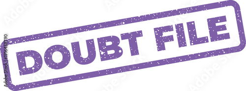 Textured rubber stamp mark displaying DOUBT FILE message for document verification or classification