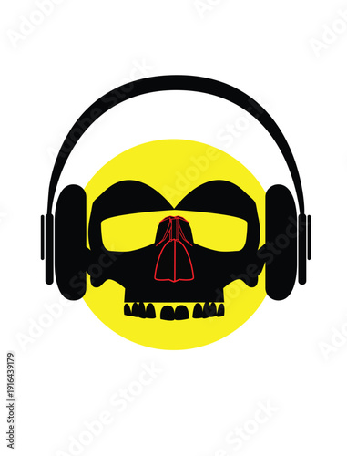 Skull logo with headphones gaming logo vector illustration