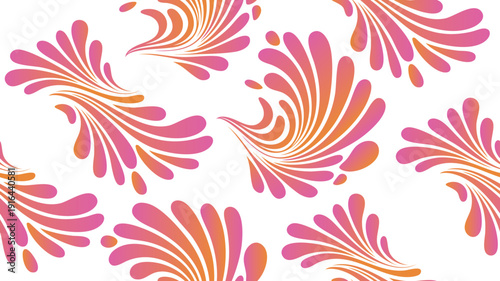 Abstract floral pattern with swirling shapes in shades of pink and orange