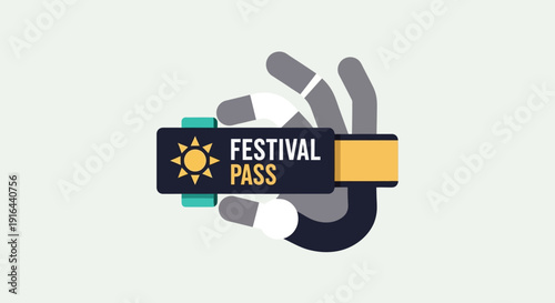 A clean flat design illustration of a stylized festival wristband, representing entry and access to the Coachella Music & Arts Festival.