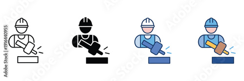 Labor law icon set, multiple style collection featuring workplace rights, employment regulations, union, and legal compliance symbols