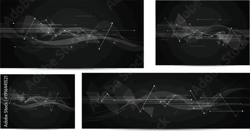 Abstract background, geometric shapes, constellation patterns, dark gray, vector graphics
