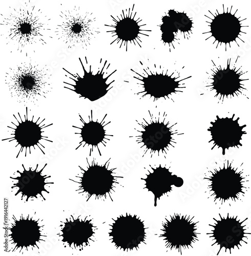 Ink Splatter, Black Inkblots, Vector Splash, Graphic Elements