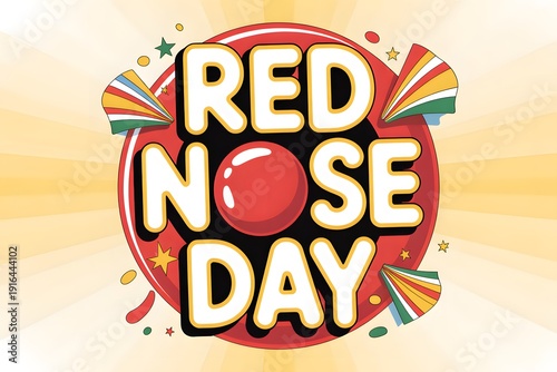 Red nose day logo with colorful design elements