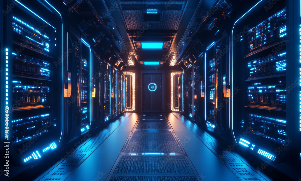 Fototapeta premium big data, cybier security and database abstract concept